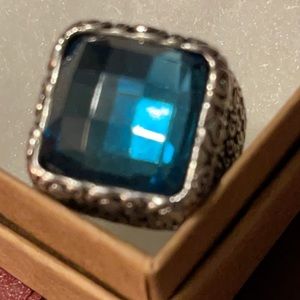 Blue square stone ring by Lia Sophia!
